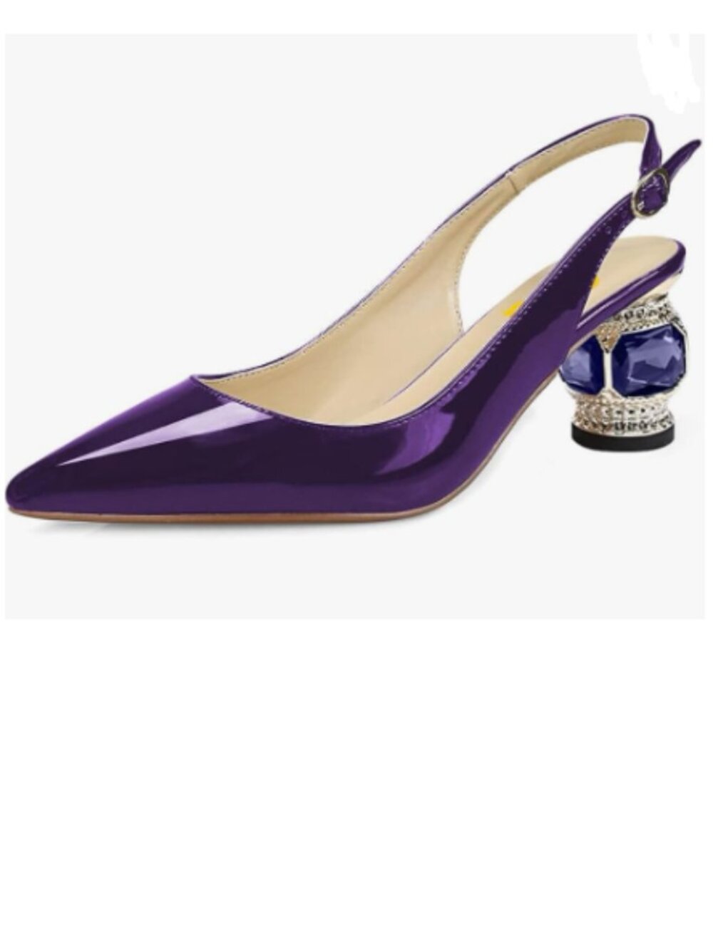FSJ Purple Mirror Pointed Toe Slingback Crystal heel Pumps